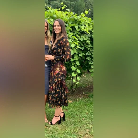 ASOS Mixed Floral Plunge Button-Front Midi Dress EUC - Picture 5 of 8